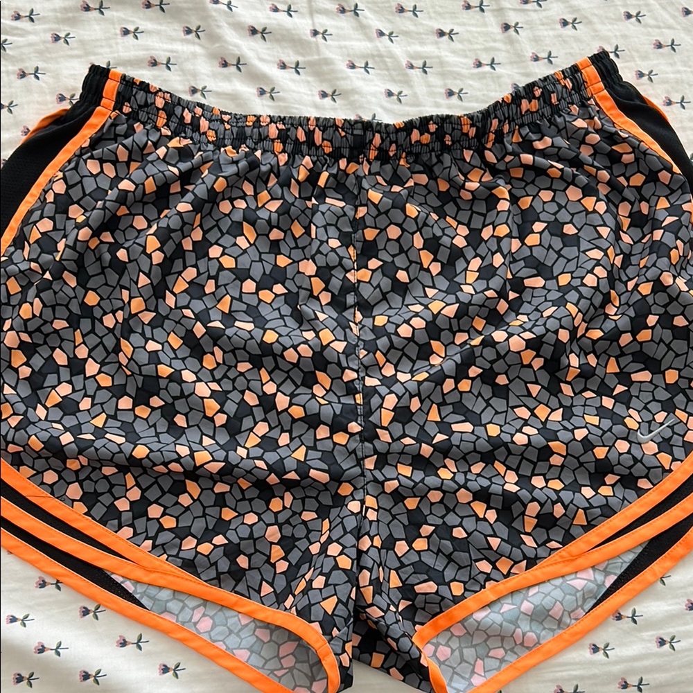 Nike Women's Athletic Shorts - Black and Orange Mosaic